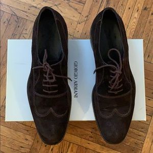 Armani dress shoes. Dark brown suede. Sz 44